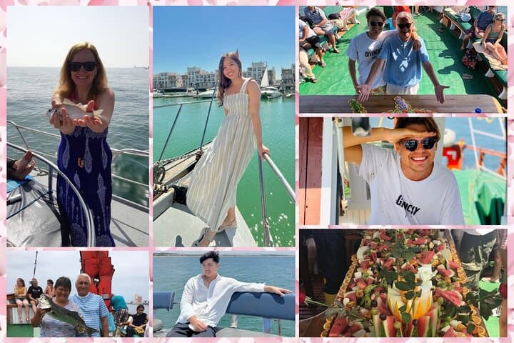 boat trip from 9 am to 3 pm fishing & swimming & barbecue & dessert 