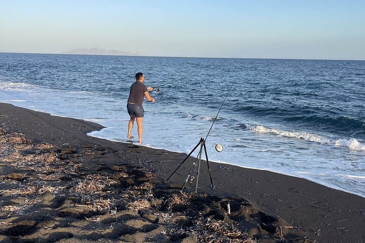 Santorini Fishing on a Peaceful Volcanic Beach