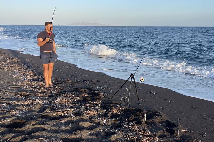 Santorini Fishing on a Peaceful Volcanic Beach 3
