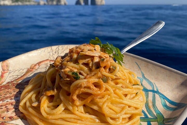 Cooking School on Board with Lunch and Swimming in Capri