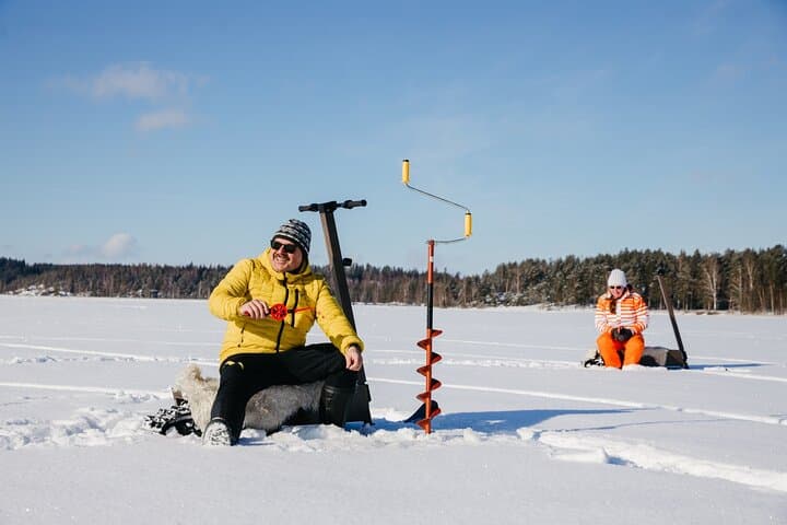 Private Electric Snow Scooter Safari and Ice Fishing in Puumala