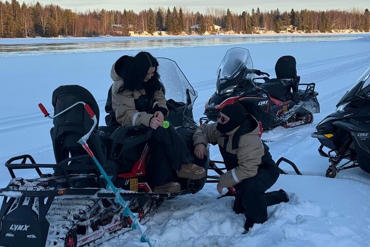 Snowmobiling with Ice Fishing and Aurora Hunt